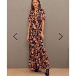 ba&sh Floral Maxi Dress - Black and Red